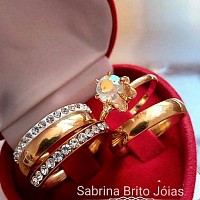 COMBO ALIAN&Ccedil;AS BANHADAS EM OURO 18K